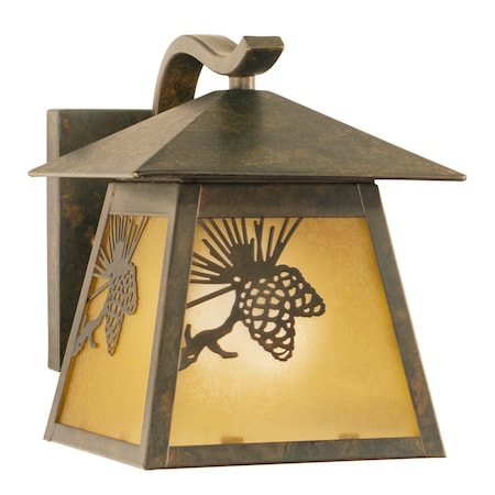 Vaxcel Whitebark 1 Light Bronze Rustic Pinecone Outdoor Wall Lantern Amber Glass OW50573OA